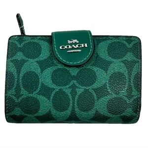 NWT Coach Bright Jade Signature Canvas Card Wallet